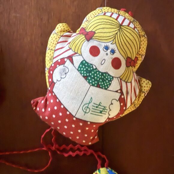 Vtg 70 Handmade Fabric Stuffed Christmas Ornament Lot of 4 Angel Santa Bell Tree - Picture 4 of 7